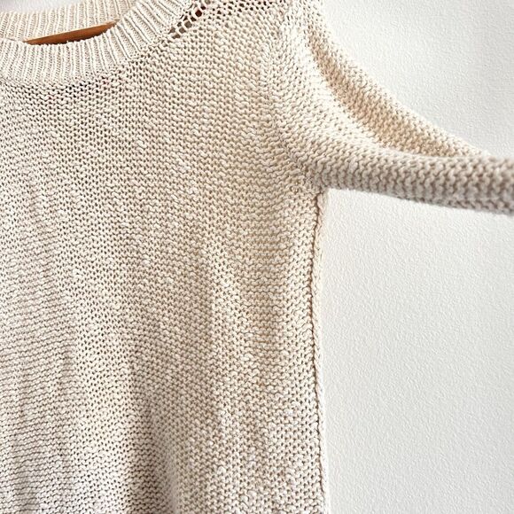 TNA Aritzia Cotton/Linen Loose Knit Sweater XS Cream Prep Coastal Fisherman - Picture 4 of 16